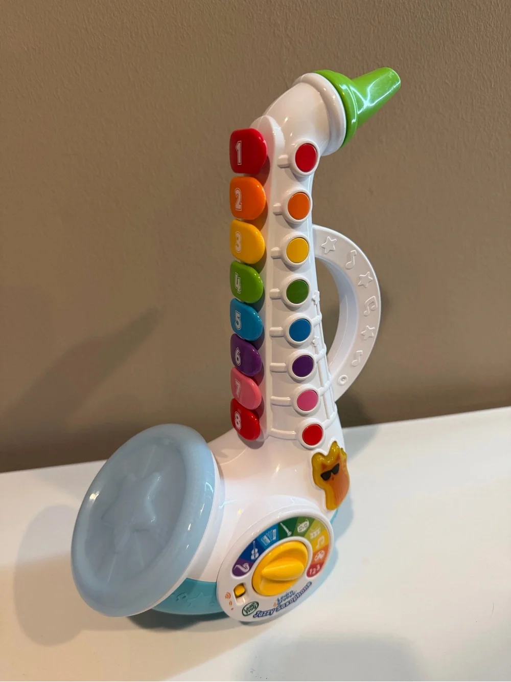 White Kids Saxophone Toy with Rainbow Keys